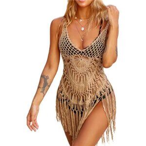 Crochet Tassel Swimsuit Cover Up for Women, Beach Pool Bikini Dress